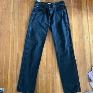 levi's black straight leg low pro jeans
